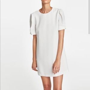 Zara White Dress with Pearl on sleeve | NWT | M